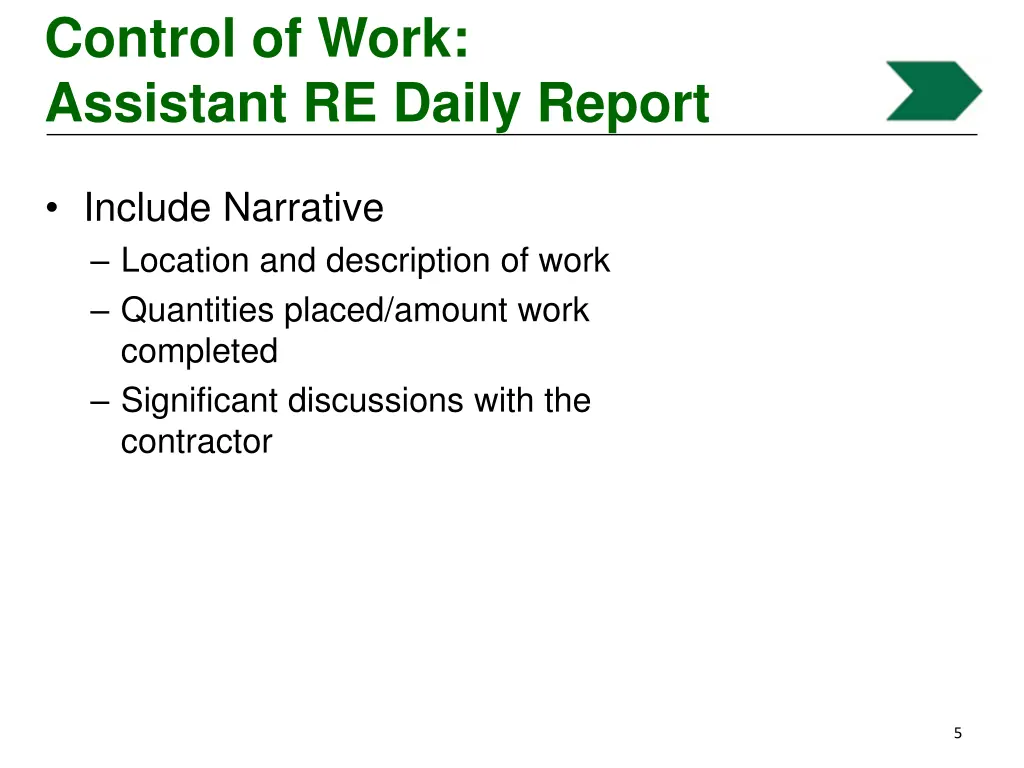 control of work assistant re daily report 1