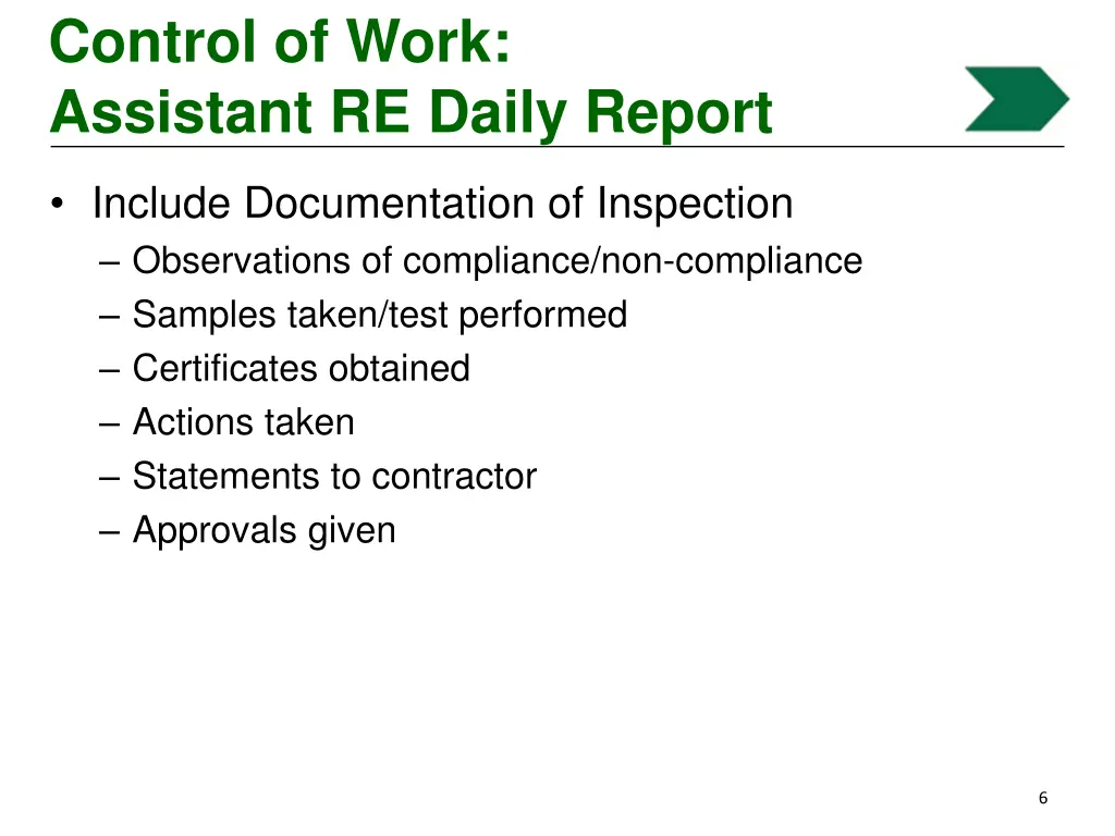 control of work assistant re daily report 2