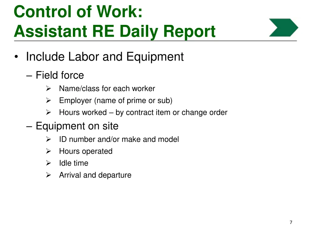 control of work assistant re daily report 3