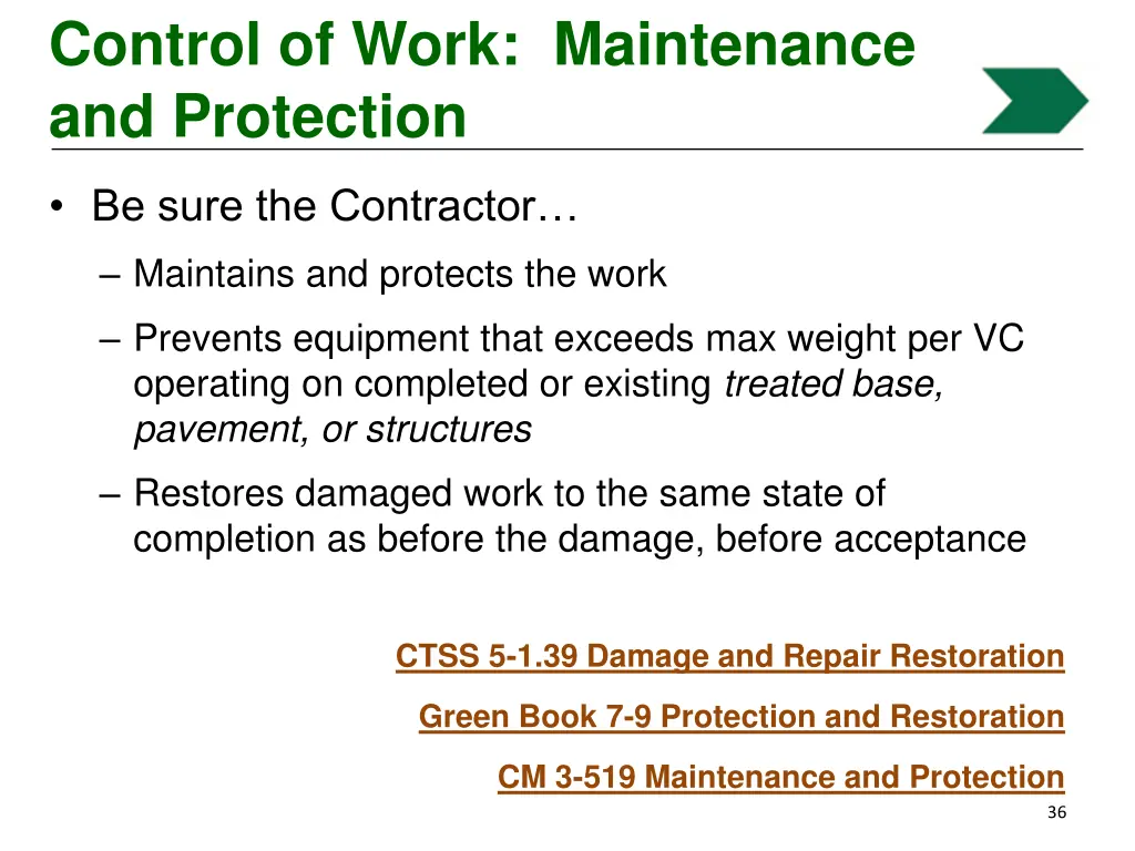 control of work maintenance and protection