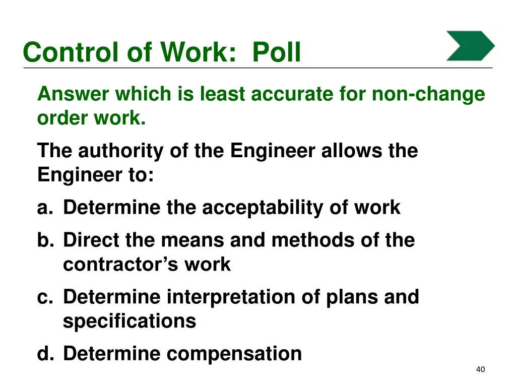 control of work poll 1