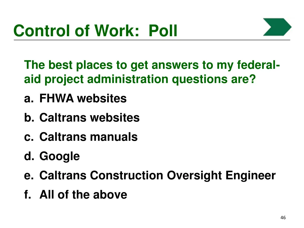 control of work poll 7