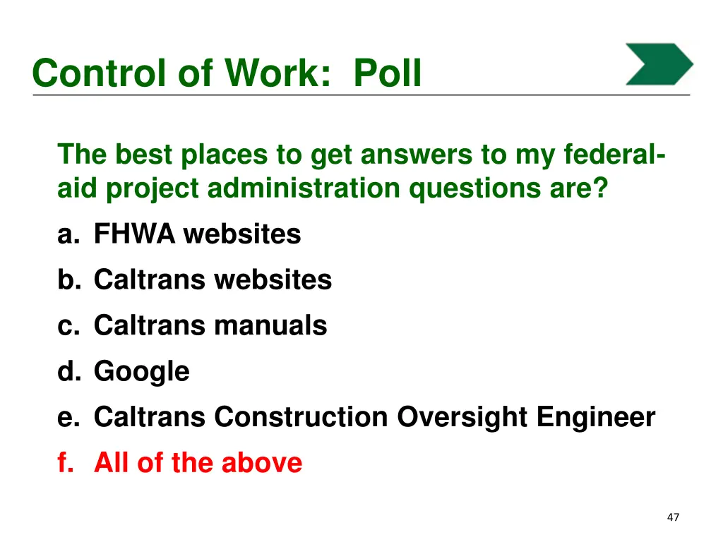 control of work poll 8