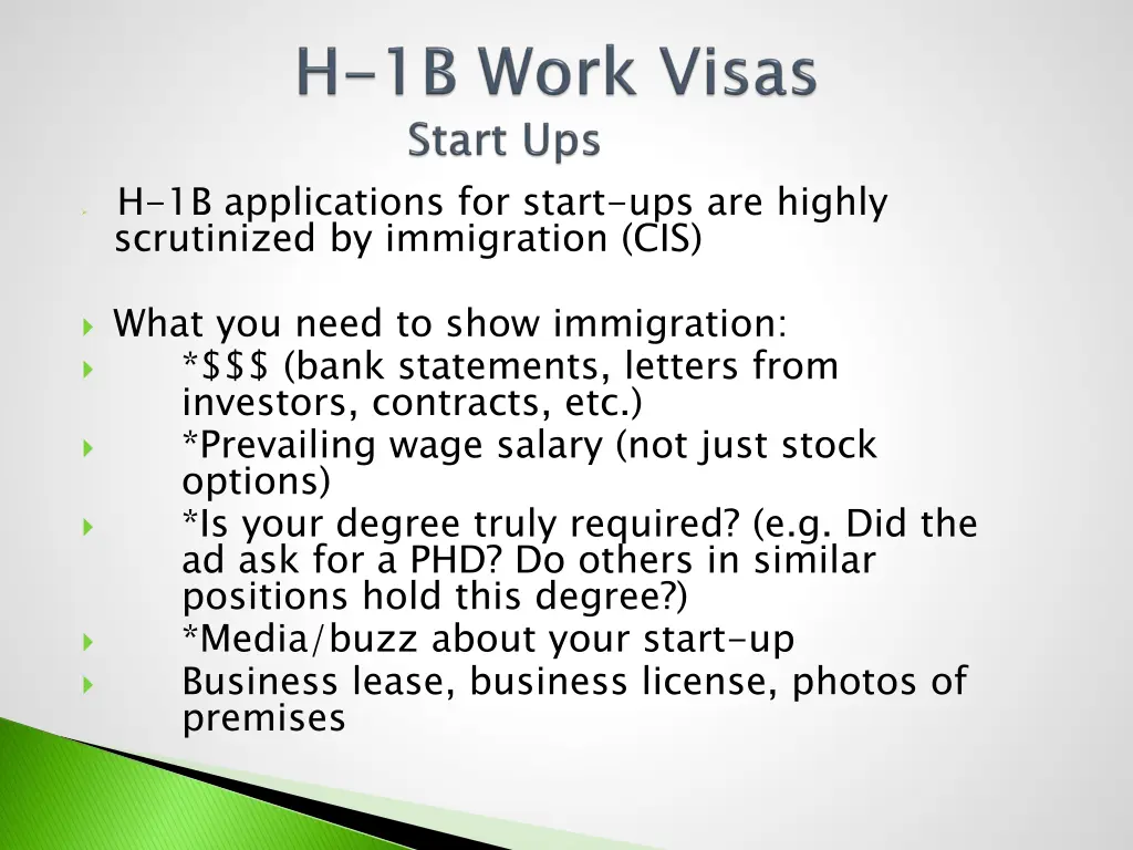 h 1b applications for start ups are highly