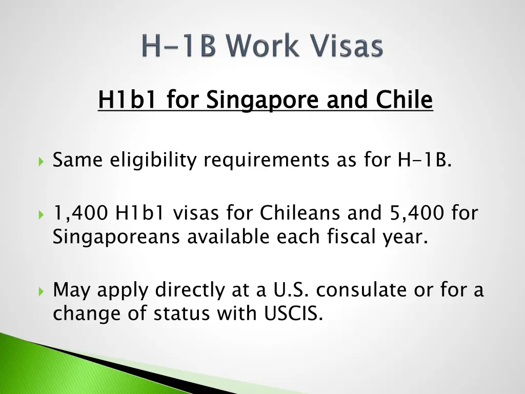 h1b1 for singapore and chile