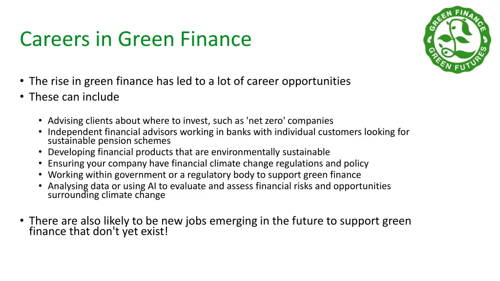 careers in green finance