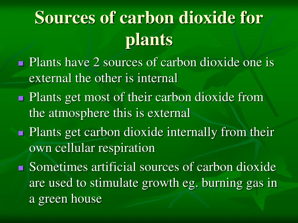 sources of carbon dioxide for plants