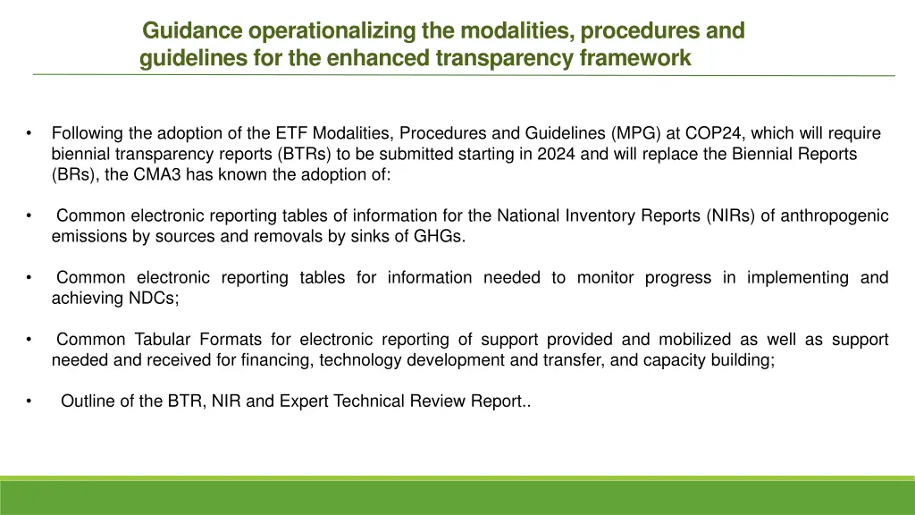 guidance operationalizing the modalities