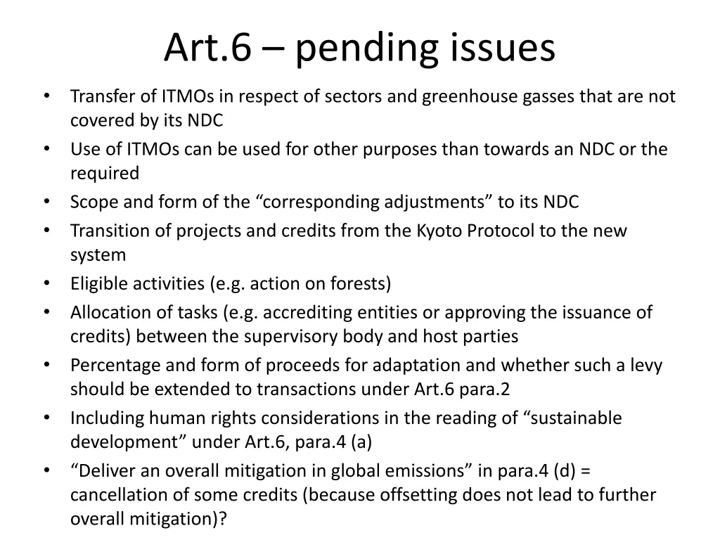 art 6 pending issues