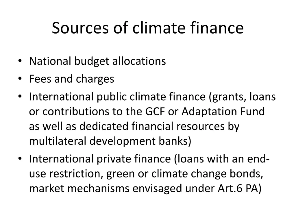 sources of climate finance