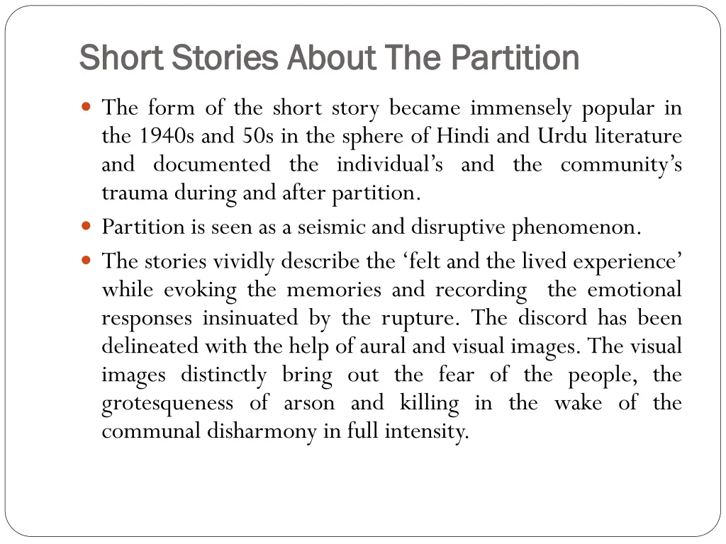 short stories about the partition short stories