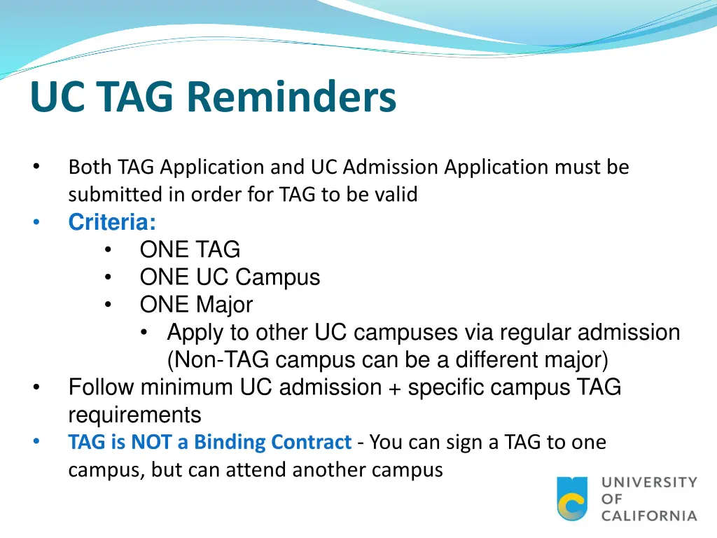 uc tag reminders