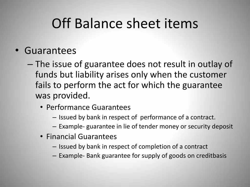 off balance sheet items 1