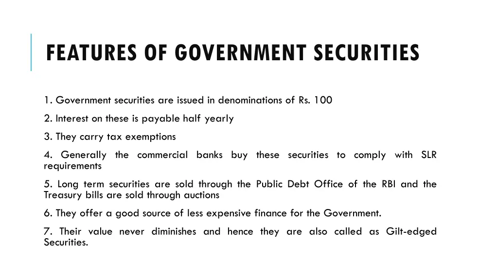 features of government securities