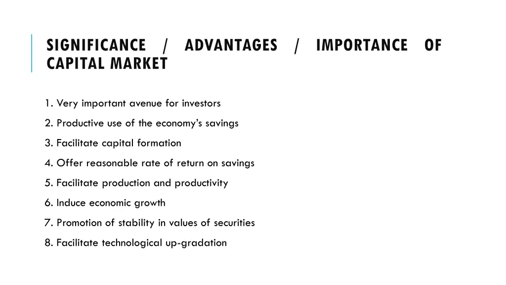 significance advantages importance of capital