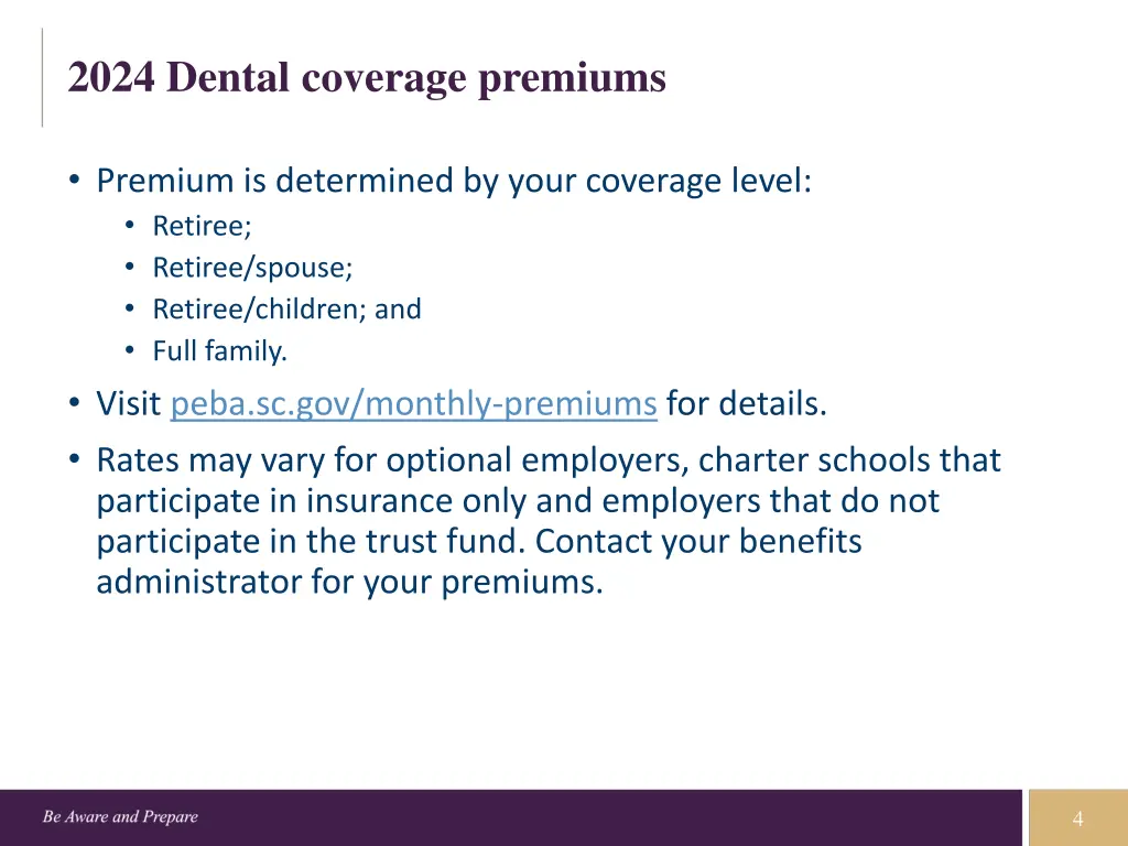 2024 dental coverage premiums