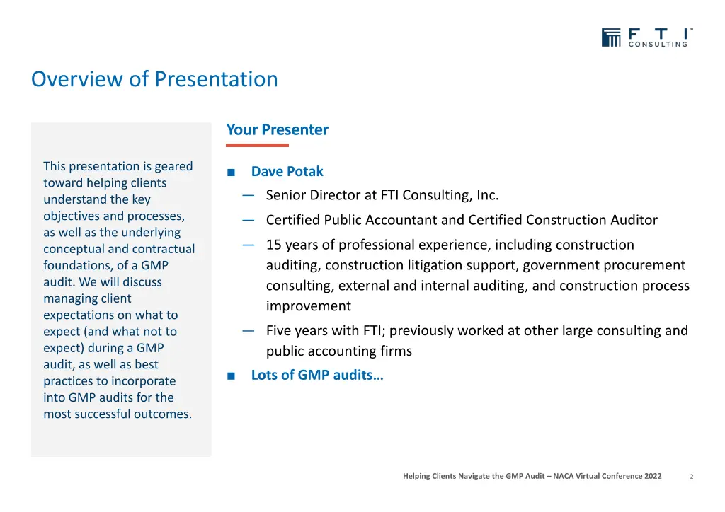 overview of presentation