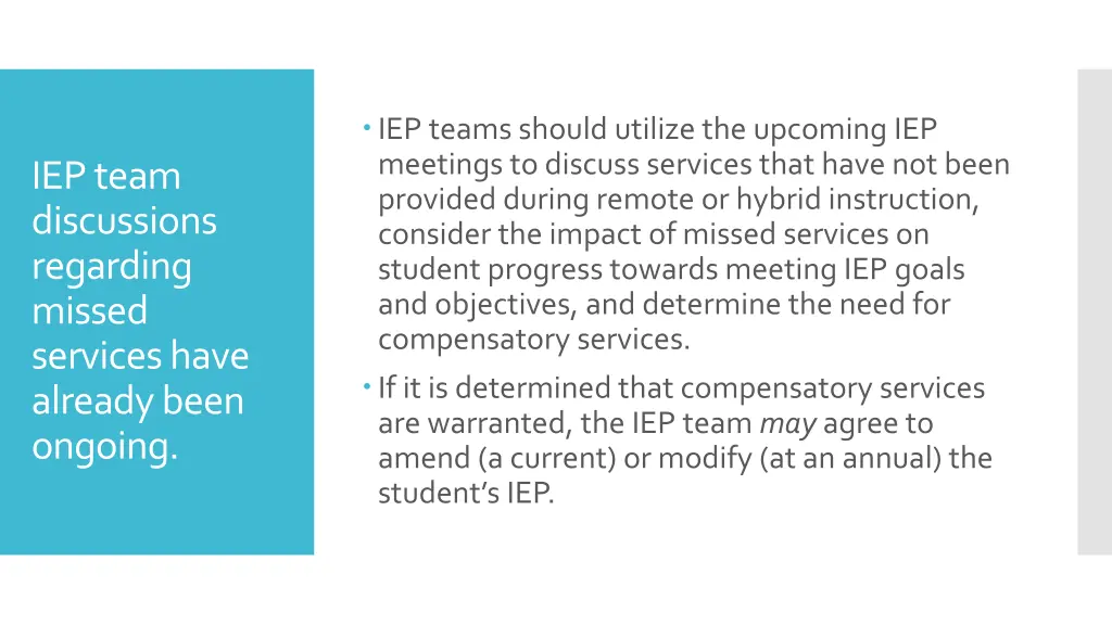 iep teams should utilize the upcoming