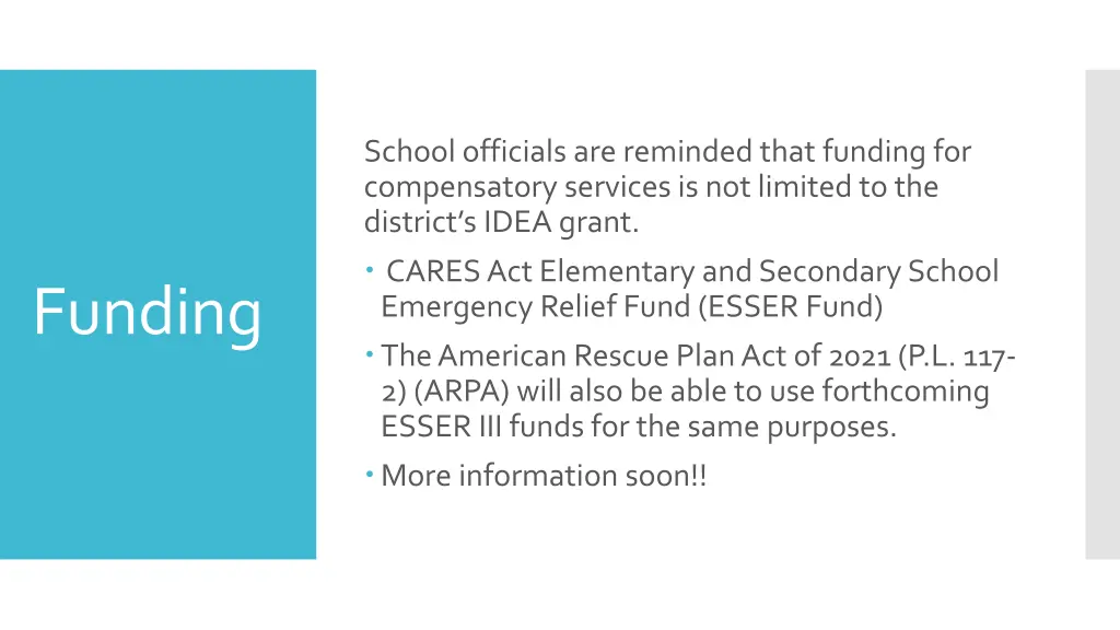 school officials are reminded that funding