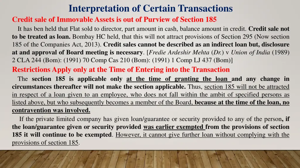 interpretation of certain transactions credit