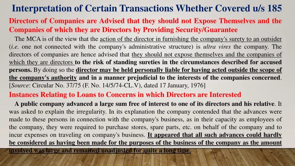 interpretation of certain transactions whether