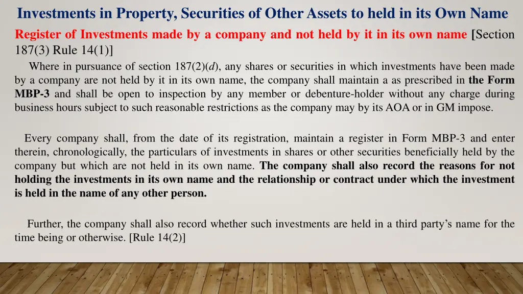 investments in property securities of other 1