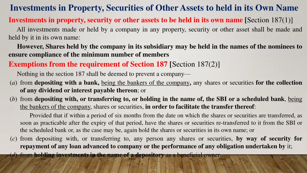 investments in property securities of other