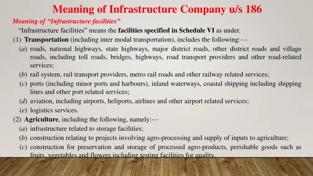 meaning of infrastructure company u s 186 meaning