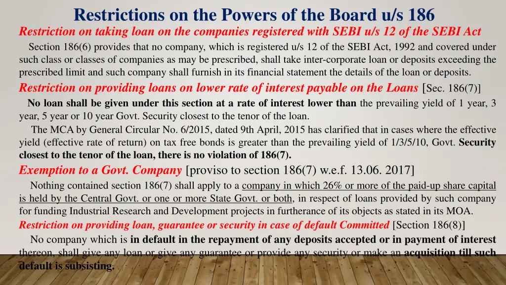 restrictions on the powers of the board