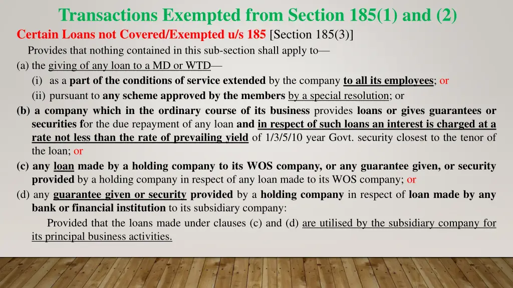 transactions exempted from section