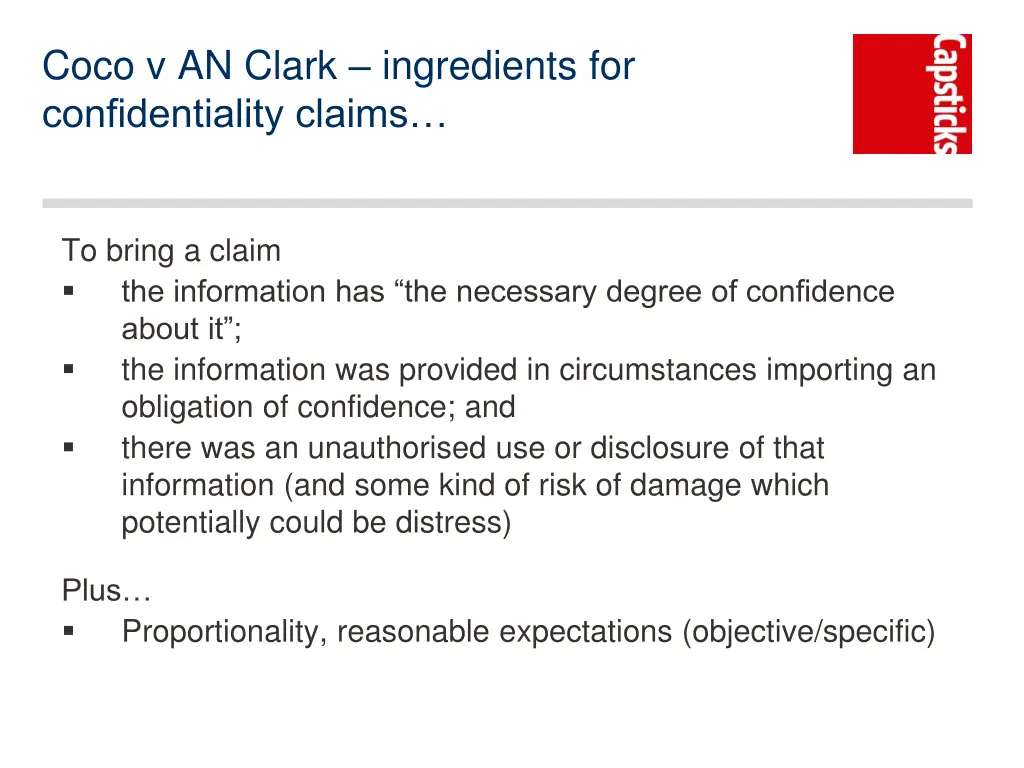 coco v an clark ingredients for confidentiality