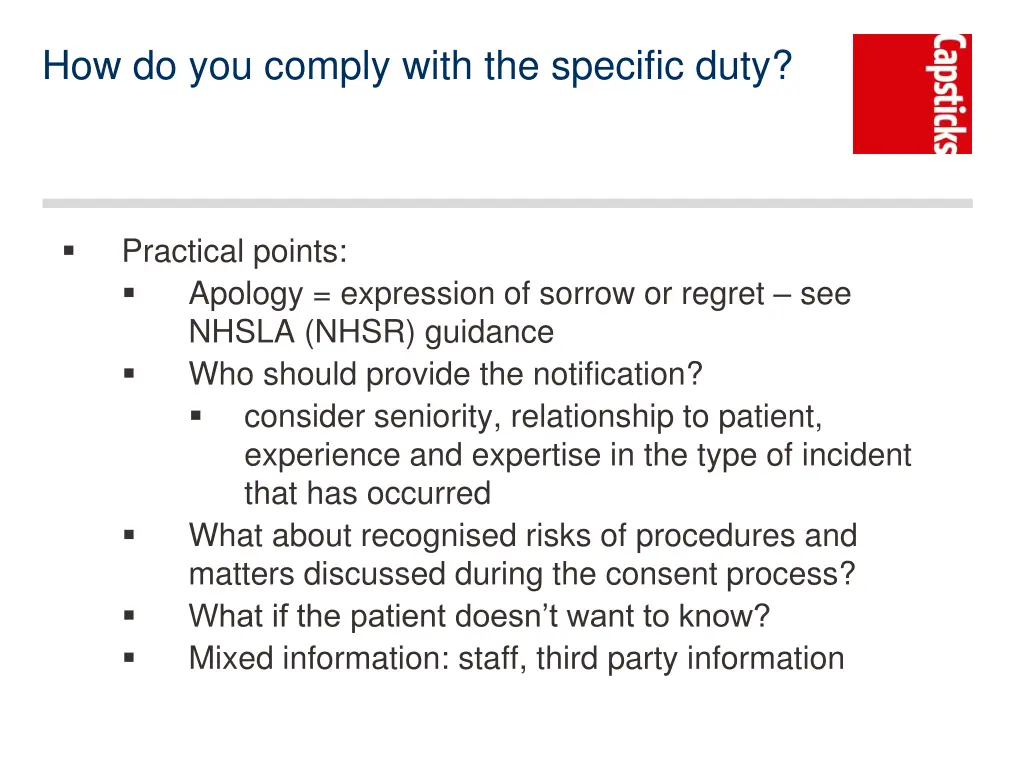 how do you comply with the specific duty 1