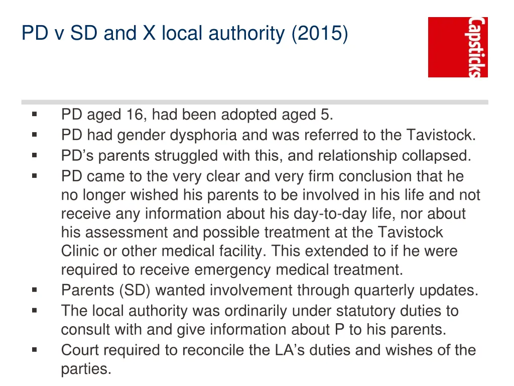 pd v sd and x local authority 2015