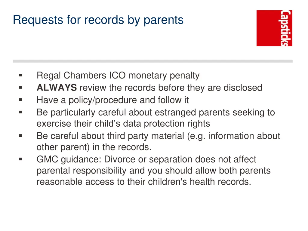 requests for records by parents