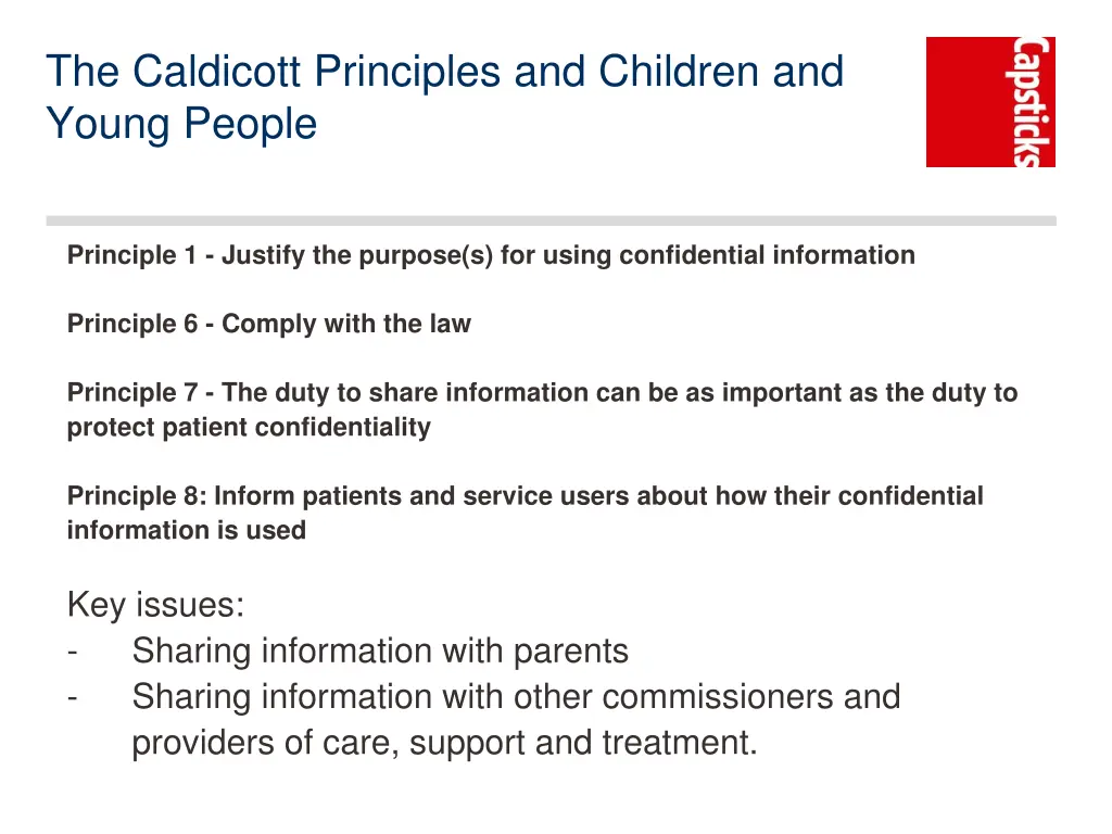 the caldicott principles and children and young