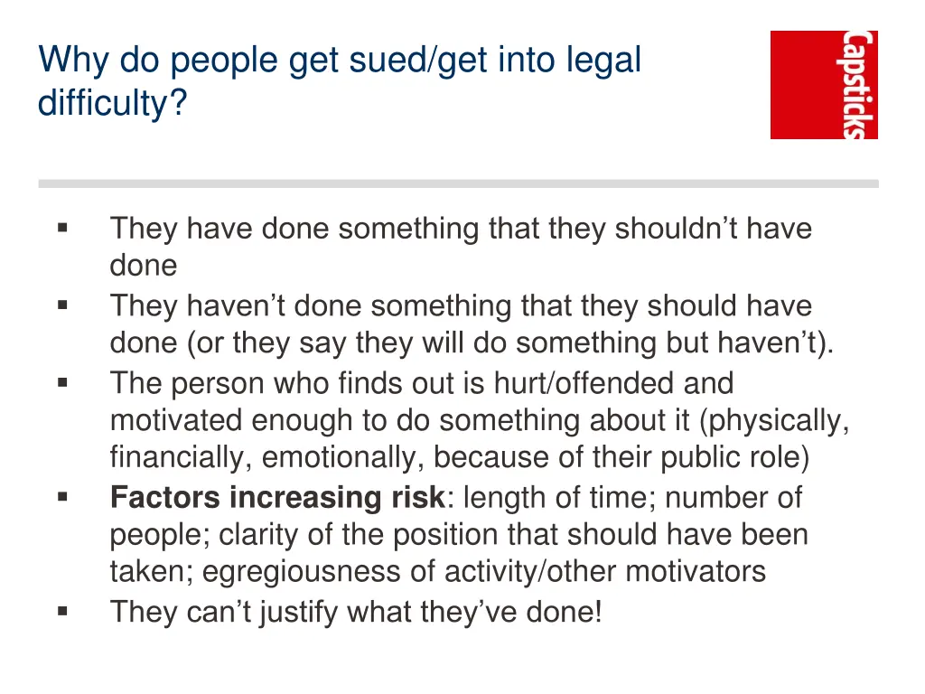 why do people get sued get into legal difficulty