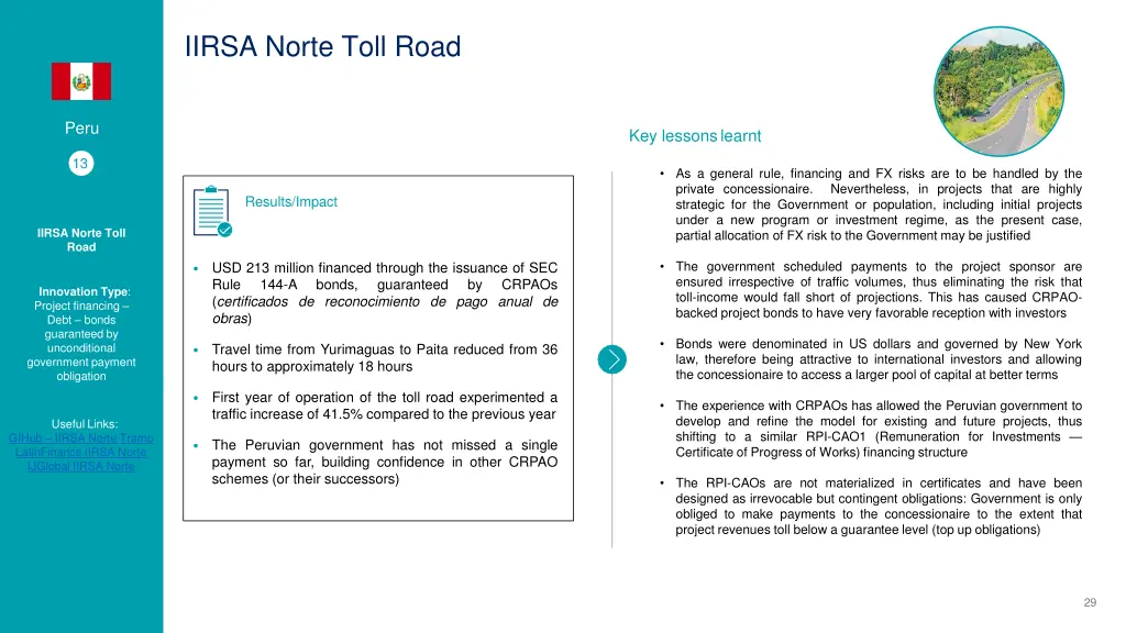 iirsa norte toll road 1