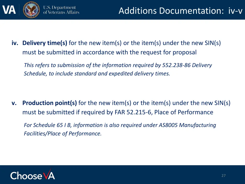 additions documentation iv v