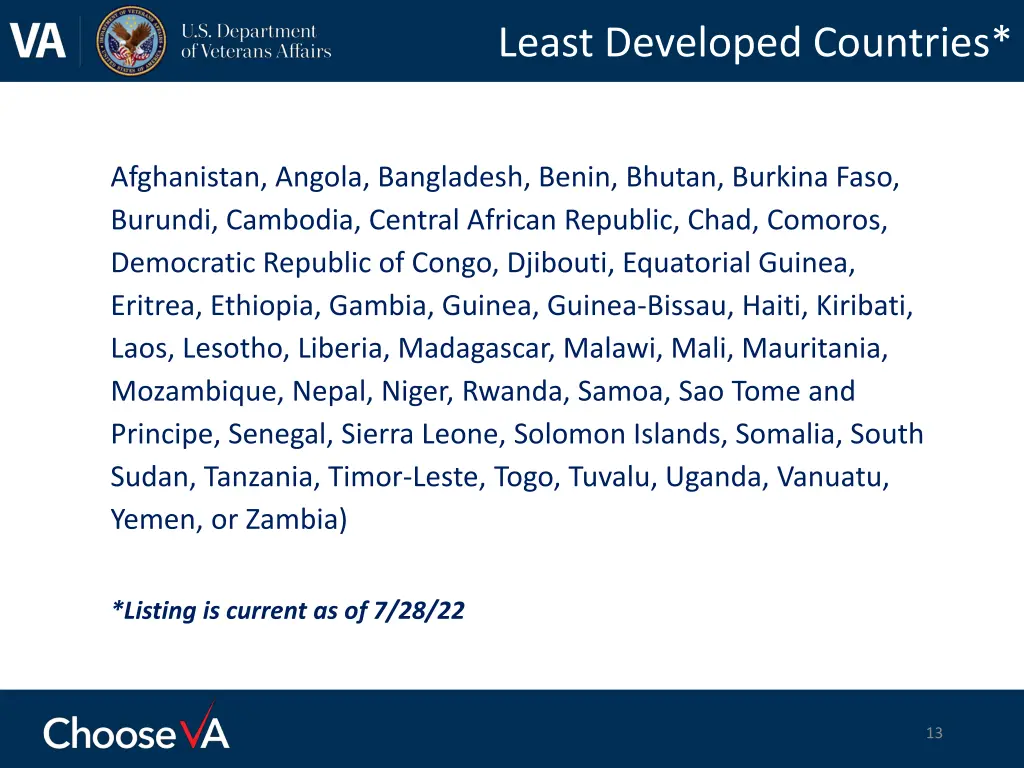 least developed countries