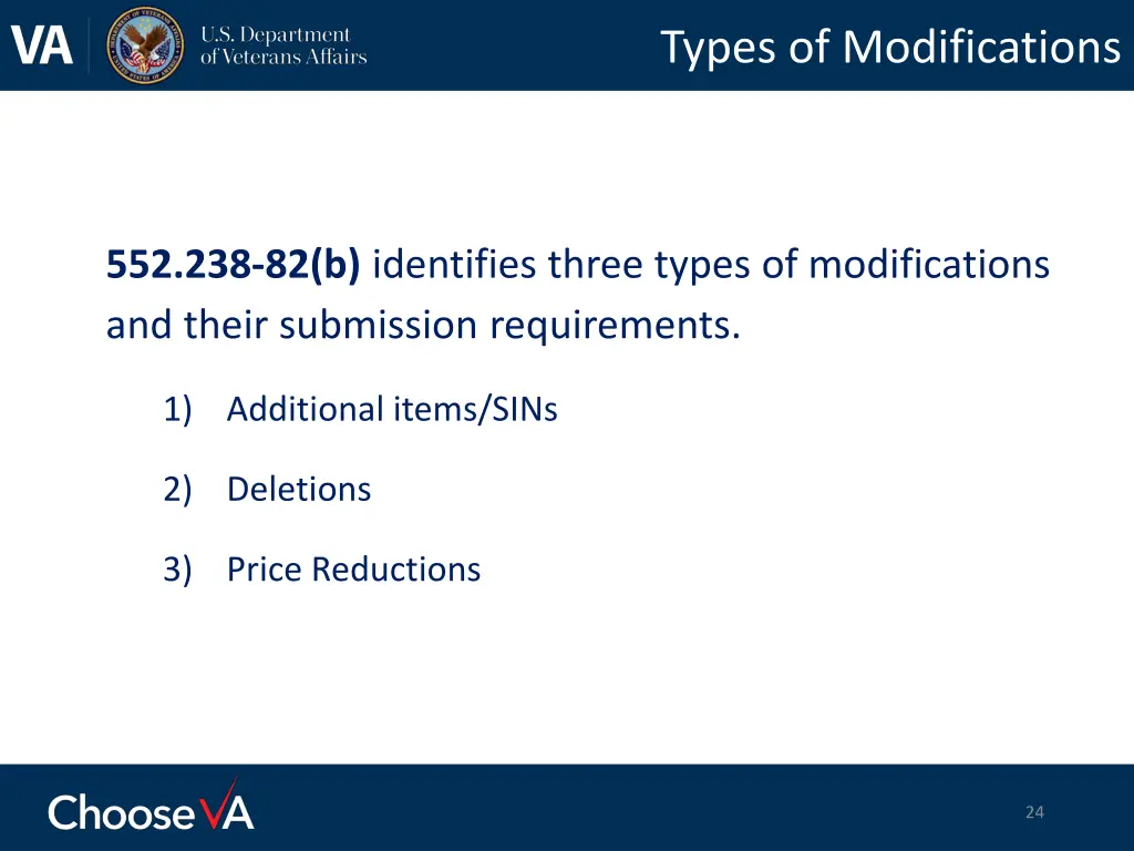 types of modifications