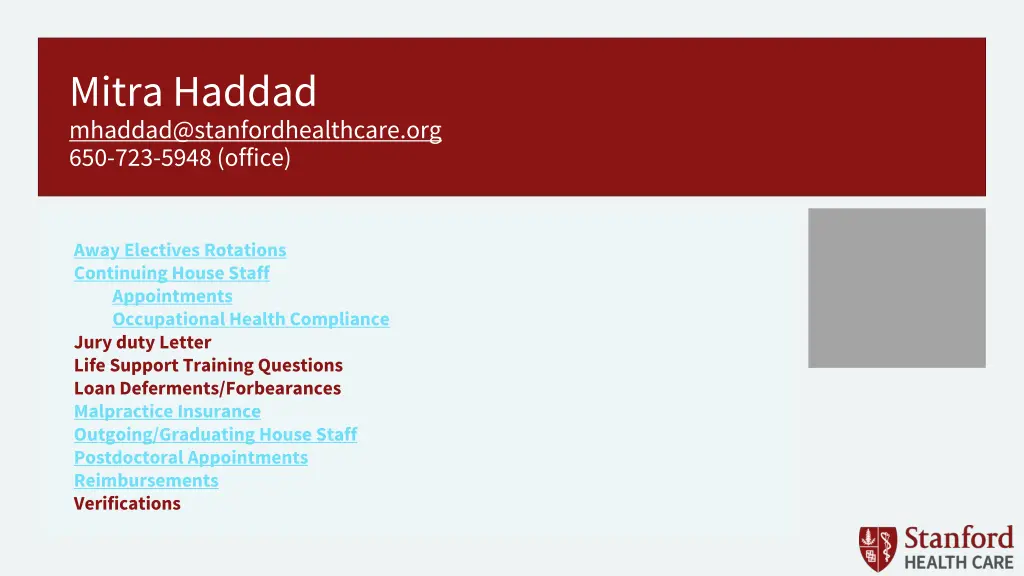 mitra haddad mhaddad@stanfordhealthcare