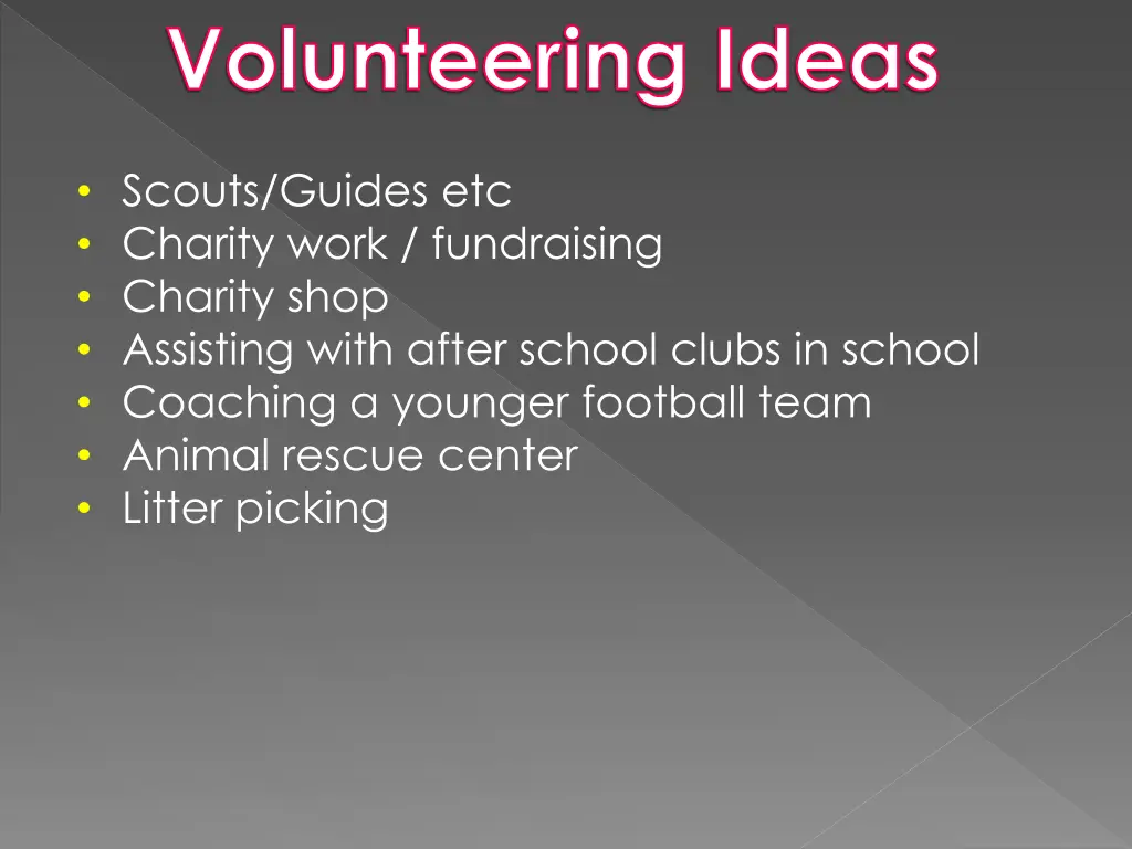 volunteering ideas