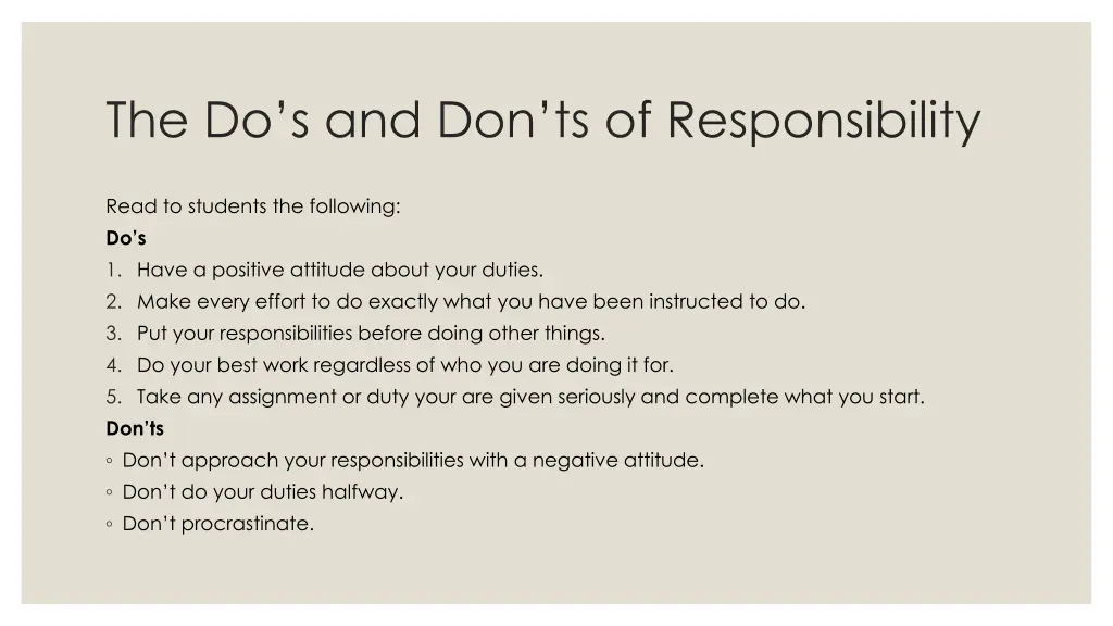 the do s and don ts of responsibility