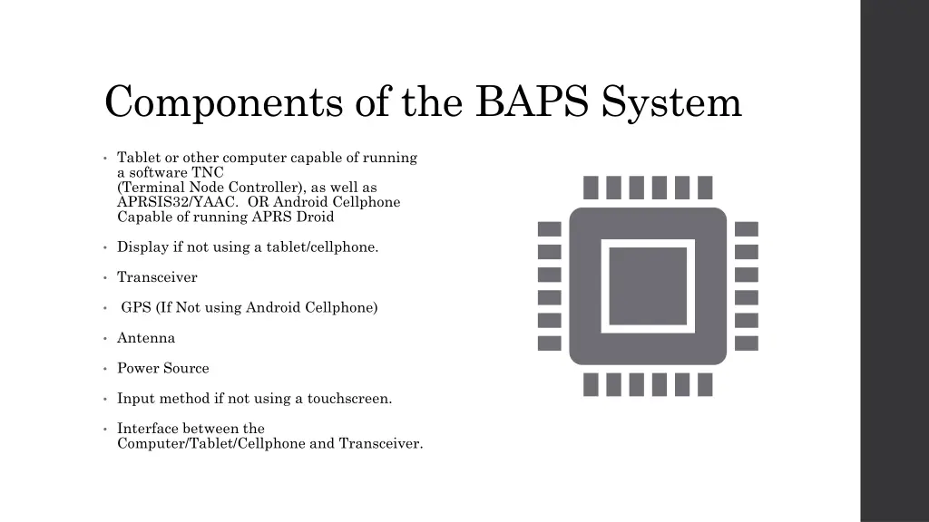 components of the baps system