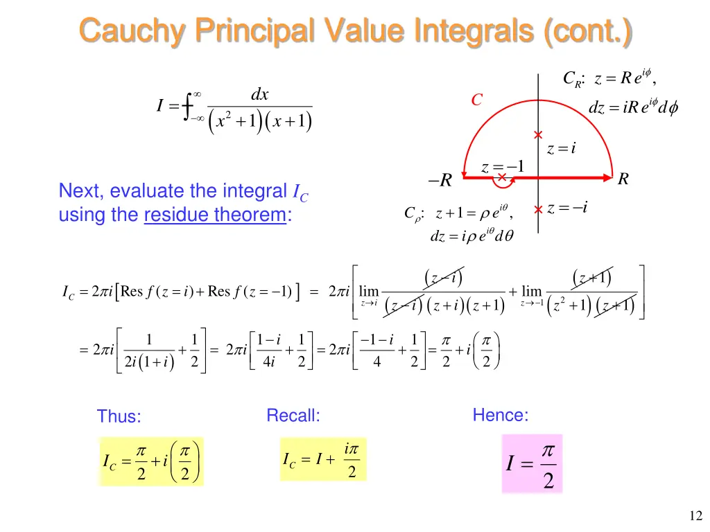 cauchy principal value integrals cont 2