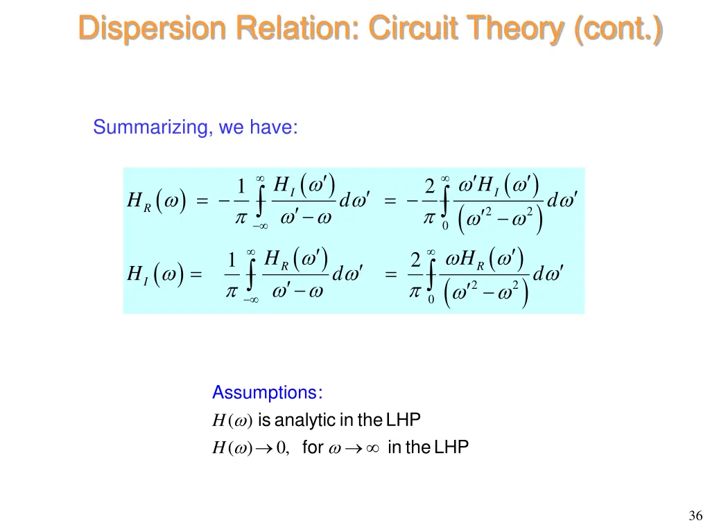 dispersion relation circuit theory cont