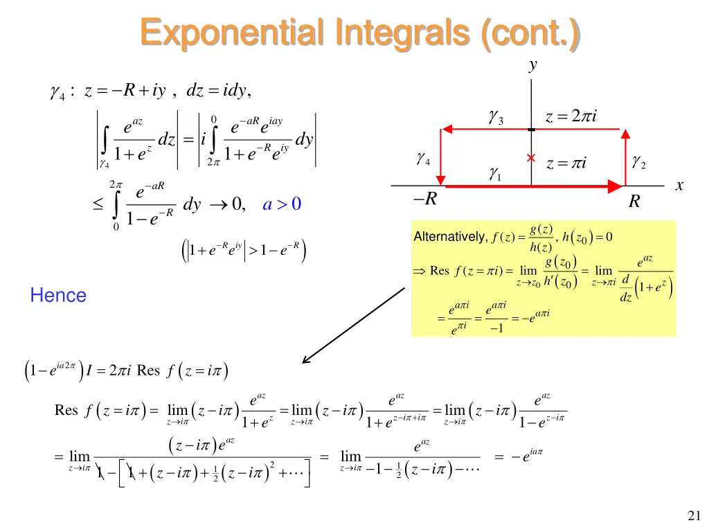 exponential integrals cont 1