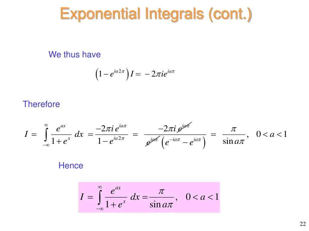 exponential integrals cont 2