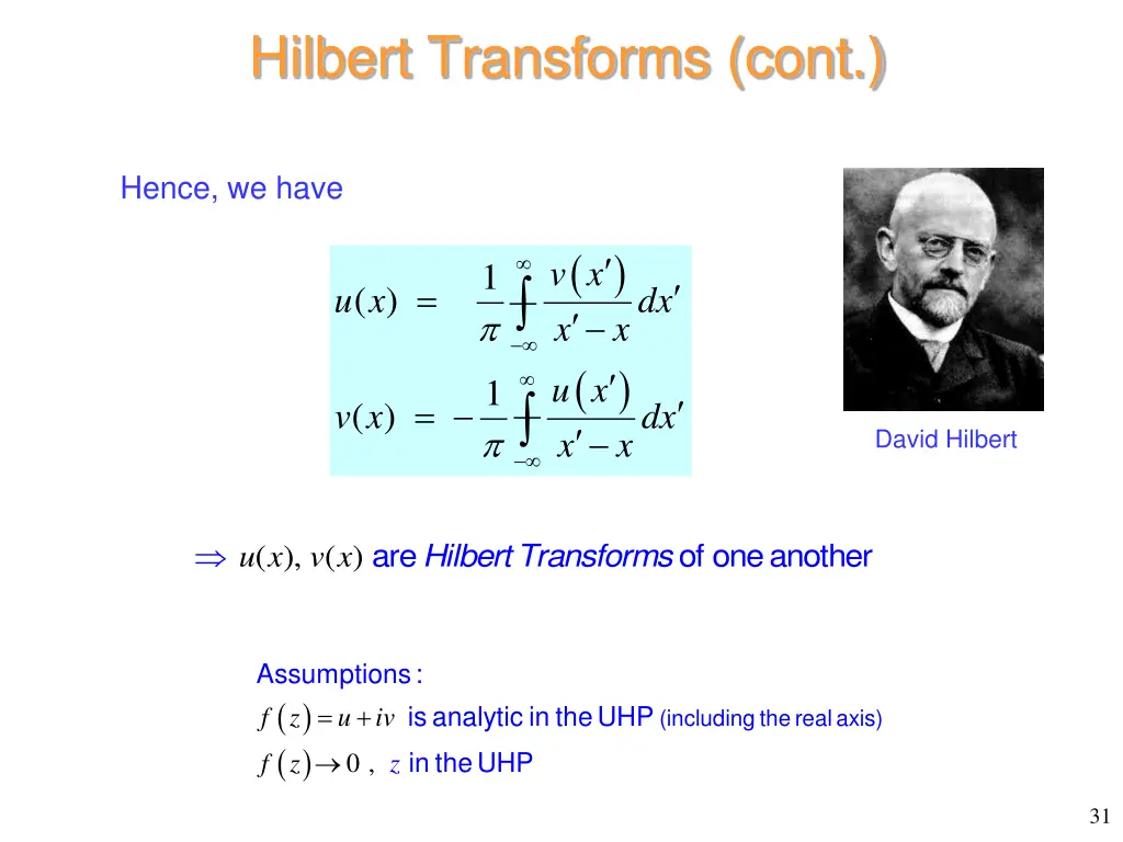 hilbert transforms cont 1