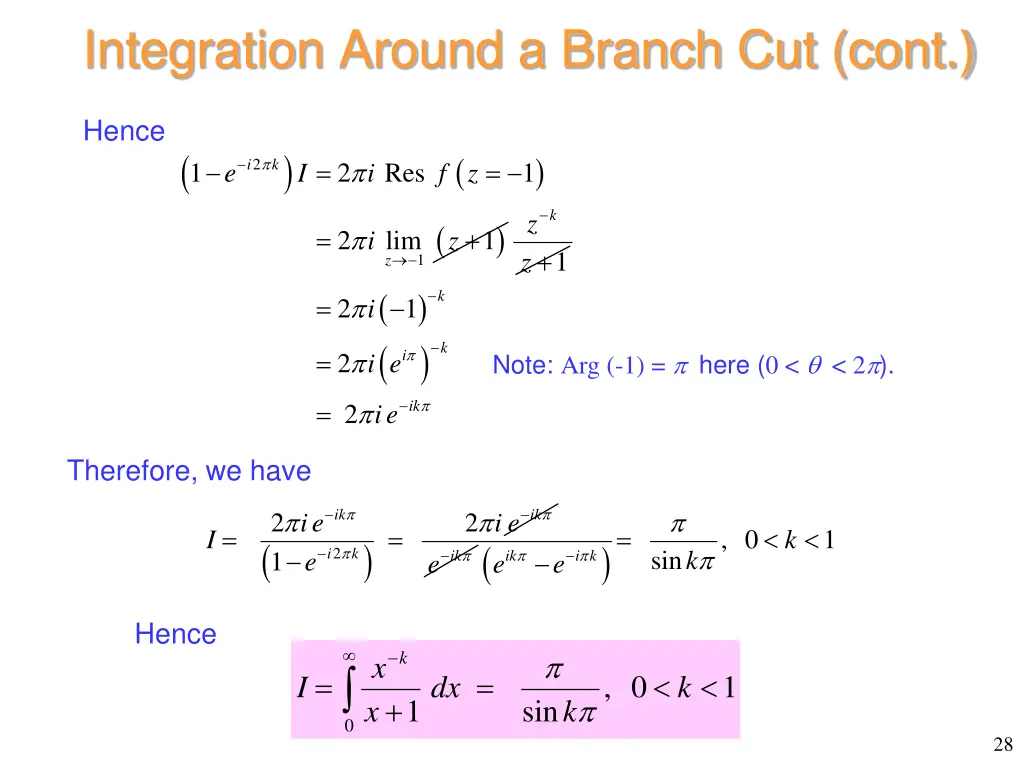 integration around a branch cut cont 3